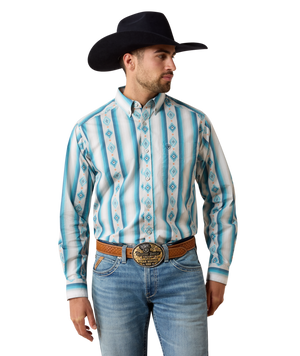 MNS Powers Classic Fit Shirt - Grey Multi Serape Stripe