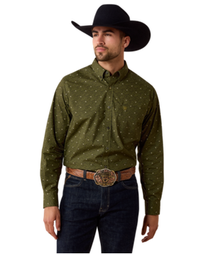 MNS Chad Classic Fit Shirt - Grape Leaf Ikat Longhorn Print