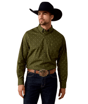 MNS Chad Classic Fit Shirt - Grape Leaf Ikat Longhorn Print
