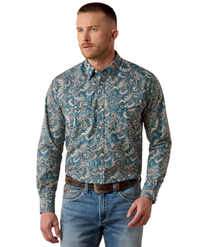 MNS Cedric Classic Fit Snap Shirt - Blue Multi Paisley Print