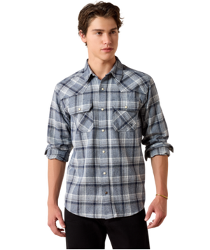 MNS Retro Harish Fitted Snap Shirt - Sargasso Sea Plaid