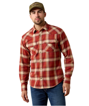 MNS Retro Hatford Fitted Snap Shirt - Rosewood Plaid