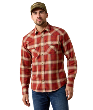 MNS Retro Hatford Fitted Snap Shirt - Rosewood Plaid