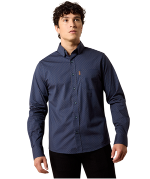 MNS Maxx Modern Slim Fit Shirt - Navy Mini Geo