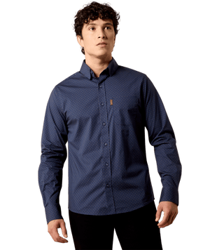 MNS Maxx Modern Slim Fit Shirt - Navy Mini Geo