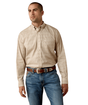 MNS Wrinkle Free Bartlet Classic Fit Shirt - Savannah Tan Scroll Print