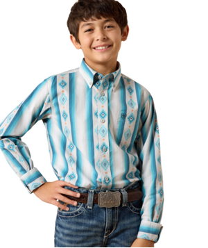 YTH Powers Classic Fit Shirt - Grey Multi Serape Stripe