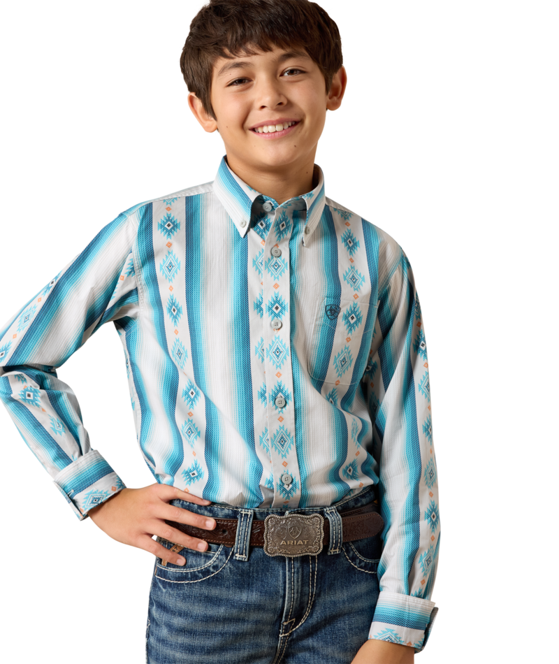 YTH Powers Classic Fit Shirt - Grey Multi Serape Stripe