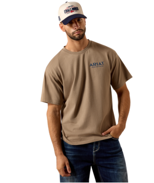 MNS Ariat Real Cowboy ToughStock Boxy T-Shirt - Desert Taupe