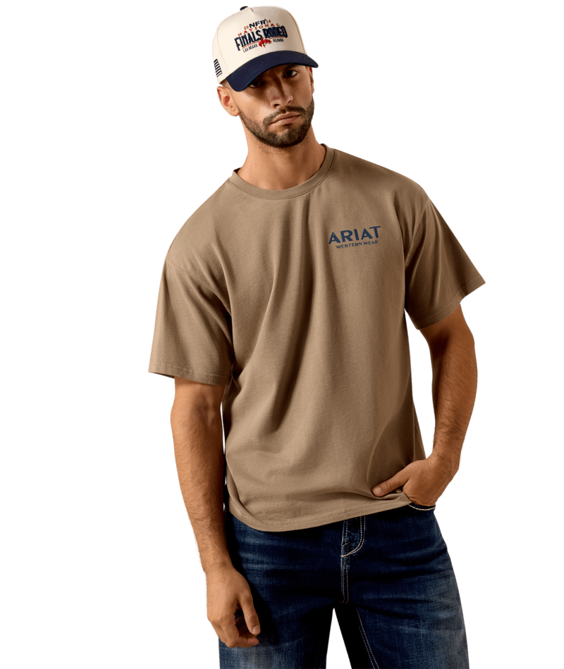 MNS Ariat Real Cowboy ToughStock Boxy T-Shirt - Desert Taupe