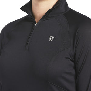 Ariat Women's Sunstopper 2.0 1/4 Zip Baselayer, Black