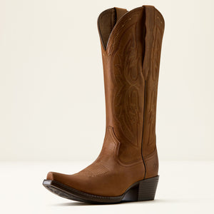 Ariat Women's Heritage X Toe Elastic Wide Calf Western Boot, Distressed Brown
