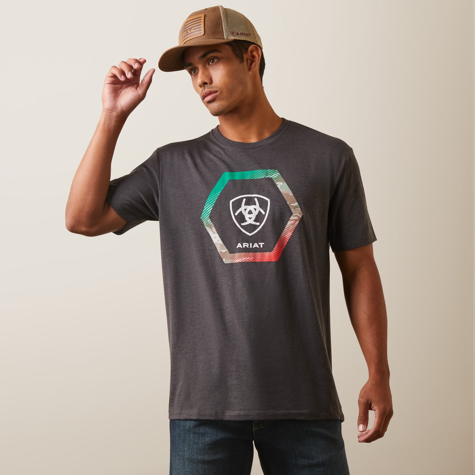 Ariat Men's Recon Trim T-Shirt, Charcoal Heather
