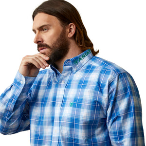 Ariat Men's Pro Series Team Logo Daxton Classic Fit Long Sleeve Shirt, Blue