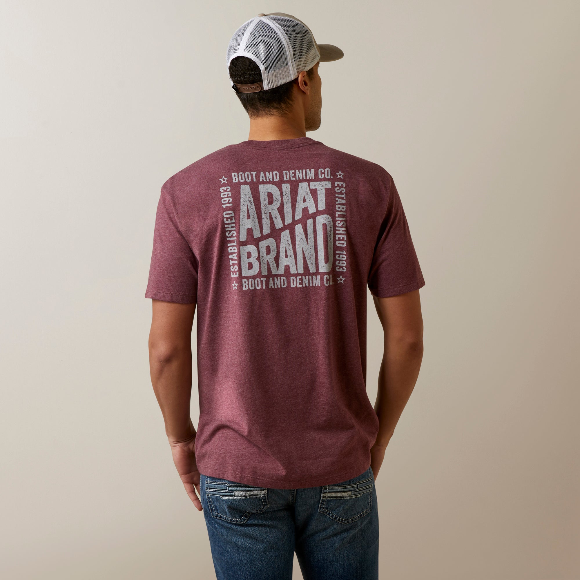 Ariat Men's Curve Ball T-Shirt, Burgundy Heather