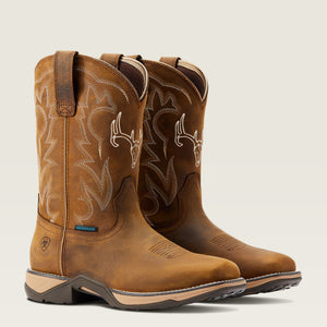 Ariat Women's Anthem Deer Waterproof Western Boot, Distressed Brown