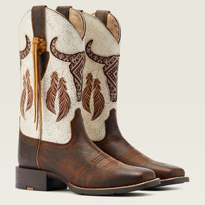 Ariat Women's Round Up Southwest StretchFit Western Boot, Barn Brown