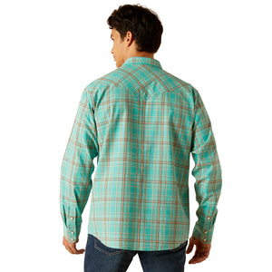 Ariat Men’s Hudsyn Snap Retro Fit Long Sleeve Shirt, Blue Turquoise