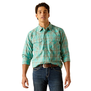 Ariat Men’s Hudsyn Snap Retro Fit Long Sleeve Shirt, Blue Turquoise