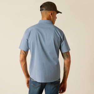 Ariat Men's Miller Stretch Modern Fit Short Sleeve Shirt, Blue Ridge