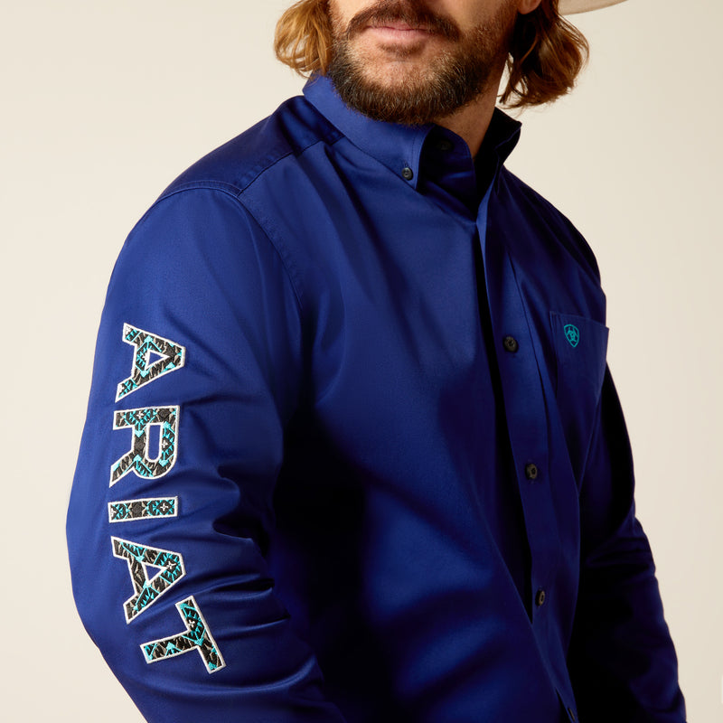 Ariat Men's Team Logo Twill Classic Fit Long Sleeve Shirt, Royal Blue
