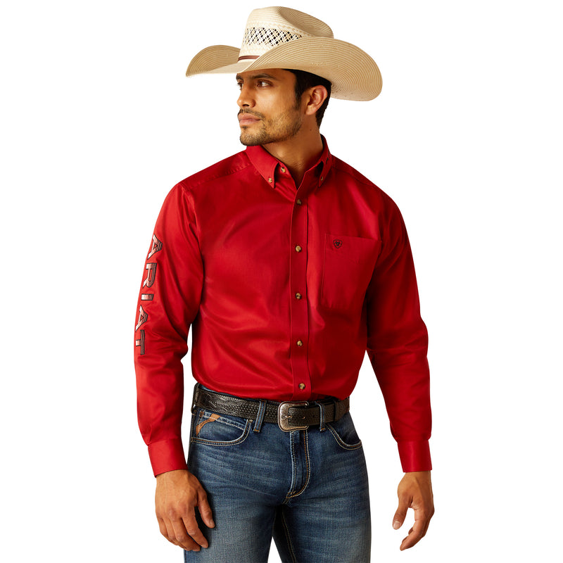 Ariat Men's Team Logo Twill Classic Fit Shirt, Red