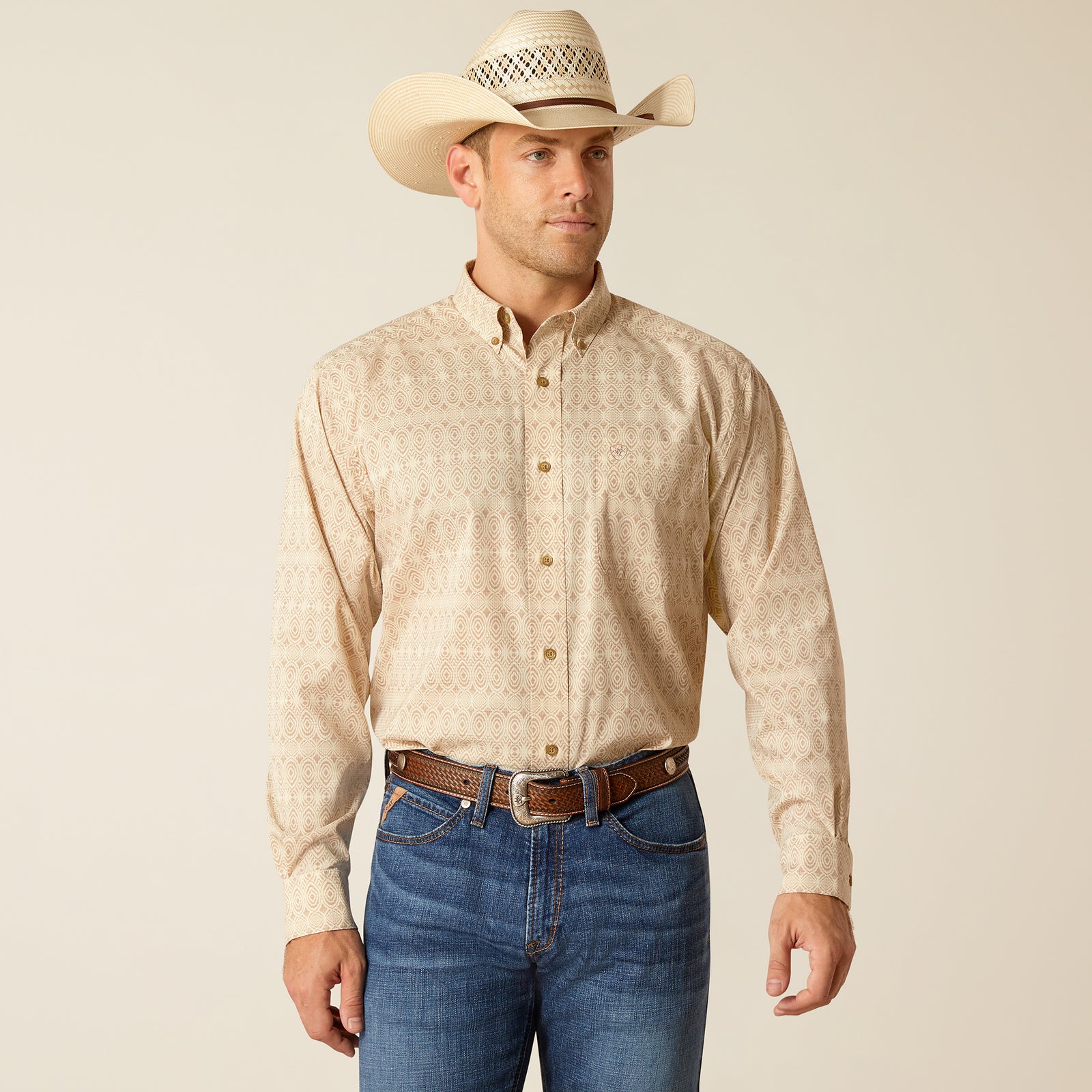 Ariat Men's 360 Airflow  Classic Fit Long Sleeve Shirt, Simply Taupe