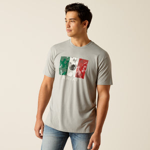 Ariat Men's Ariat Mexico Camo Flag T-Shirt, Stone Heather