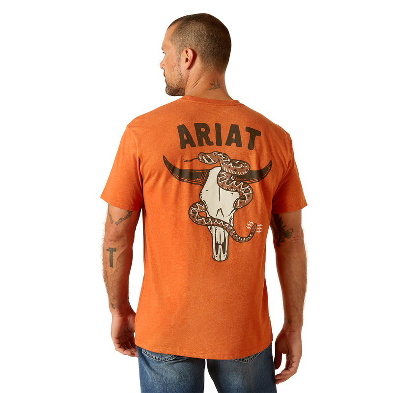 Ariat Men's Ariat Rattler Skull T-Shirt, Adobe Heather