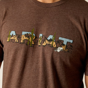 Ariat Men's Ariat Logo SW Landscape T-Shirt, Brown Heather