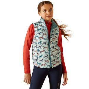 Ariat Youth Bella Reversible Insulated Vest, Painted Ponies|Brittany Blue