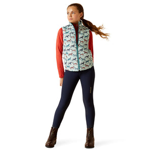Ariat Youth Bella Reversible Insulated Vest, Painted Ponies|Brittany Blue