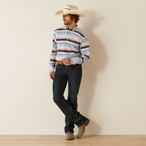 Ariat Men's Team Logo Deacon Classic Fit Long Sleeve Shirt, Blue|Light Green