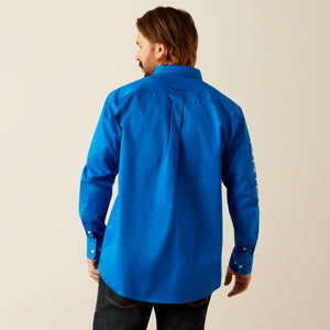 Ariat Men's Team Logo Twill Classic Fit Long Sleeve Shirt, Blue/Light Blue