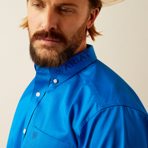 Ariat Men's Team Logo Twill Classic Fit Long Sleeve Shirt, Blue/Light Blue
