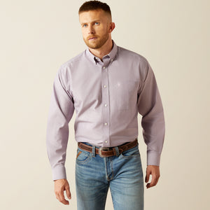 Ariat Men's Wrinkle Free Solid Classic Fit Long Sleeve Shirt, Lilac