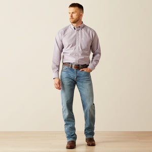 Ariat Men's Wrinkle Free Solid Classic Fit Long Sleeve Shirt, Lilac