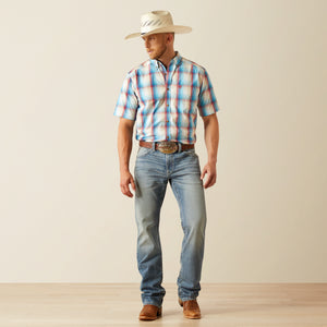 Ariat Men's Pro Series Sunny Classic Fit Short Sleeve Shirt, Blue