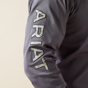 Ariat Men's Team Logo Twill Classic Fit Long Sleeve Shirt, Grey/White