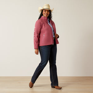 Ariat Women's New Team Softshell Jacket, Dry Rose/Mauve Blur