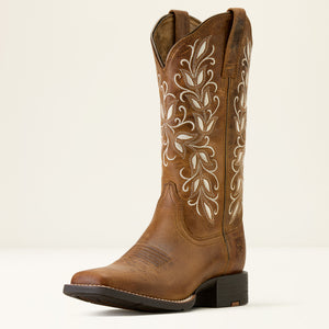 Ariat Women's Round Up Holly Wide Square Toe Western Boot, Pearl