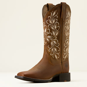 Ariat Women's Round Up Holly Wide Square Toe Western Boot, Pearl
