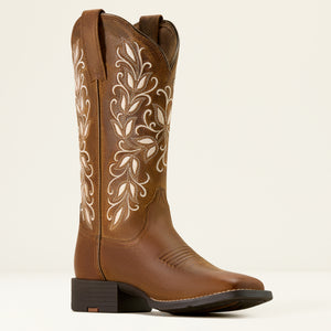 Ariat Women's Round Up Holly Wide Square Toe Western Boot, Pearl