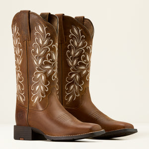 Ariat Women's Round Up Holly Wide Square Toe Western Boot, Pearl