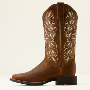 Ariat Women's Round Up Holly Wide Square Toe Western Boot, Pearl