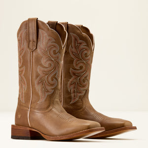 Ariat Women's County Lane Wide Square Toe Western Boot, Natural Tan