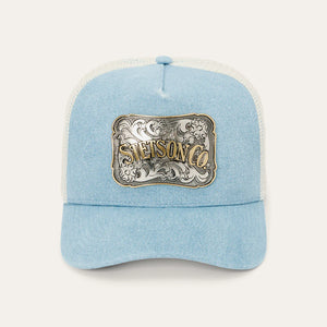 Stetson Denim Plaque Trucker Cap, Blue
