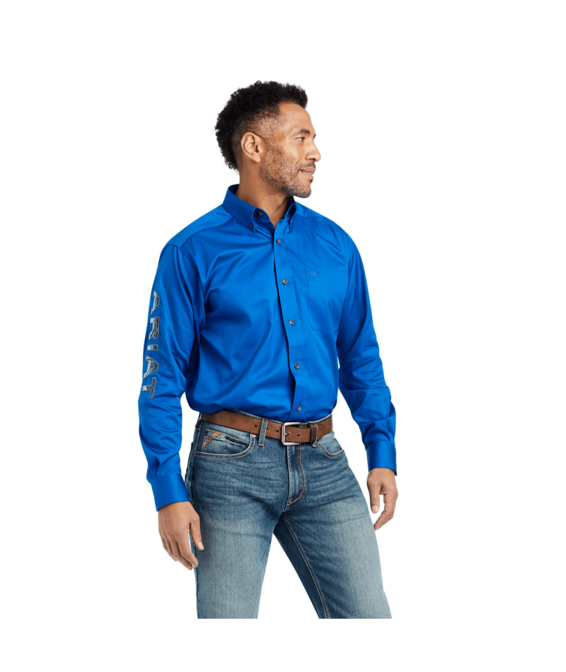 Ariat Men's MNS Team Logo Twill Classic Fit Shirt, Turkish Sea