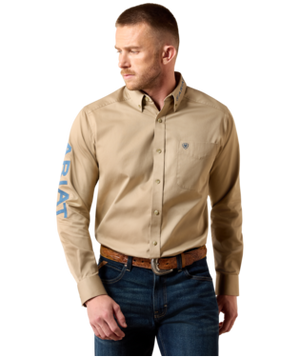 MNS Team Logo Twill Classic Fit Shirt - Savannah Tan/Navy
