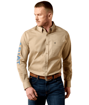 MNS Team Logo Twill Classic Fit Shirt - Savannah Tan/Navy
